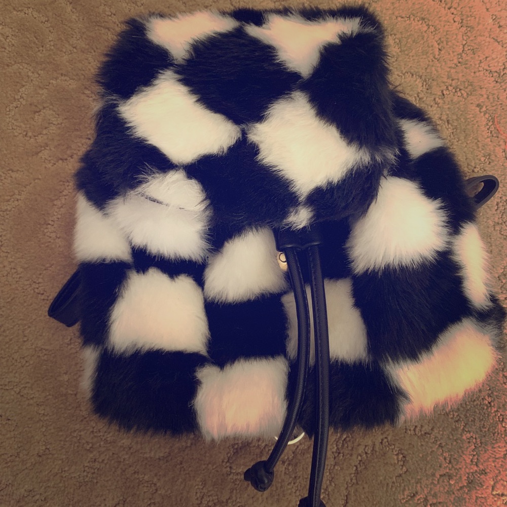 Mini faux fur backpack